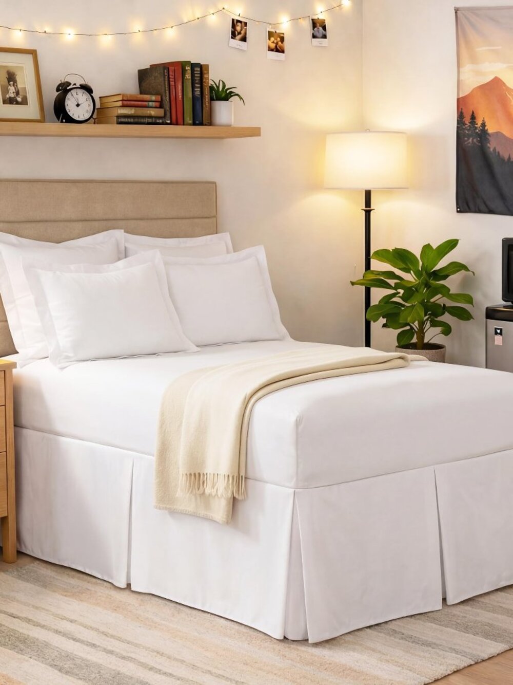 NEW LEVINSON Space Maker Extra-Long 21" Drop Length Bed Skirt, Queen, White,